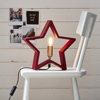 Holzstern - Adventsstern - Tischlampe - h√§ngend oder stehend - D: 30cm - E14 Fassung - rot