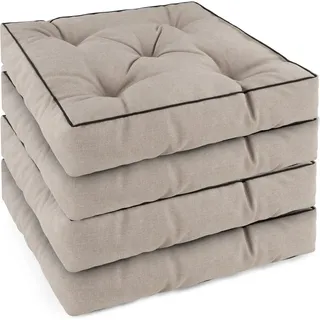Aspero Sitzauflage 4 Stuhlkissen 45x45 cm Murcia, Gepolsterte Outdoor Auflage mit Steppung beige