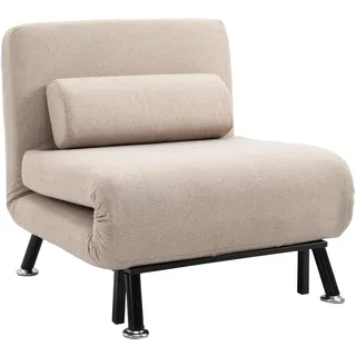 HOMCOM 3 in 1 Schlafsessel Klappbar mit Bettfunktion 75x70x75cm Beige | Schlafsofa, Verstellbarer Rückenlehne, Kissen, Gästebett, bis 150kg belastbar, Relaxsessel, Klappsessel, Schlafzimmer