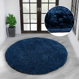 OTTO home Teppich OTTO HOME "Viva rund" Gr. 9, blau, H:45mm Ø:140cm, Kunstfaser, Teppiche, Teppich, Uni-Farben, einfarbig, besonders weich und kuschelig, Wohnzimmer