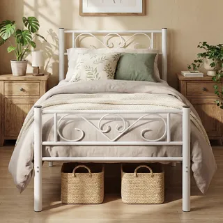 VASAGLE Bett 90 x 200 cm Mattweiss