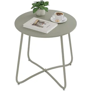eSituro Beistelltisch rund, Balkontisch Gartentisch, Kaffeetisch Couchtisch Sofatisch Wohnzimmertisch, Kleiner Tisch für Wohnzimmer Balkon Terrasse Garten, aus Metall, φ45xH45 cm, Grau