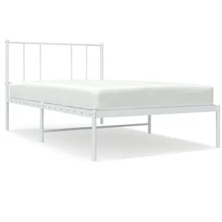 vidaXL Bettgestell mit Kopfteil Metall Weiß 90x200 cm