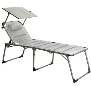 SOLAX-SUNSHINE XXL-Komfort-Sonnenliege inkl. Kissen gepolstert aus Aluminium, ca. 193 x 67 x 48 cm - Grau