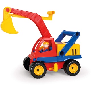 Lena 04151 Aktiv Bagger, ca. 35cm, mit beweglicher Lena Spielfigur, Baustellen Spielfahrzeug für Kinder ab 2 Jahre, robuster Schaufelbagger mit funktionstüchtigen Baggeram und Haltegriff