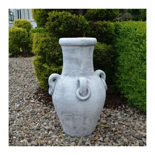gartendekoparadies.de Pflanzkübel Amphoren Pflanzsäule Steinguss 16 Liter 72 cm, Frostsicher grau