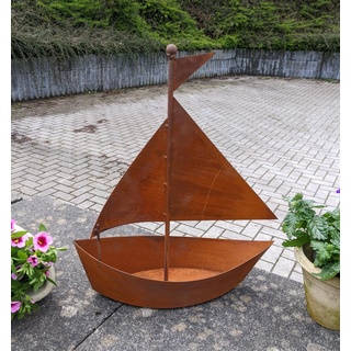 Generisch NEU !! Segelboot - Schiff aus Metall in Edelrost 36 cm breit Garten Dekoration Wasser Teich Angler Blumentopf Maritim