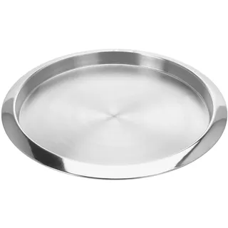 Murago - Edelstahl Tablett rund Ø 35 cm - Serviertablett & Dekotablett silber farbig - stilvolles Metalltablett für Wohnzimmer Küche Deko Kerzen Pflanzen spülmaschinengeeignet Metallteller Dekoteller