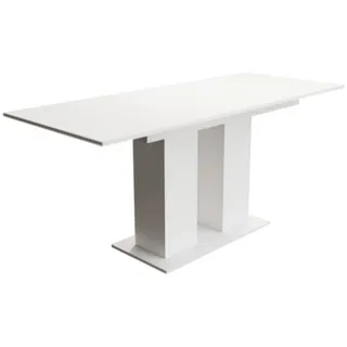 Fun Möbel Säulen-Esstisch Esstisch Auszugstisch DANTE 130-170 x 80 cm in Matt oder Hochglanz weiß