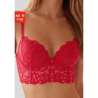 petite fleur gold Push-up-BH, BH mit Bügel, Longline BH, als Dessous-Set kombinierbar, Luna sexy Dessous, sexy Unterwäsche Damen rot 90