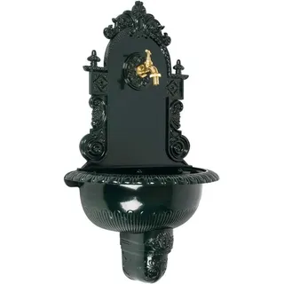 Famanu Wandbrunnen Antik - Gartenbrunnen aus Gusseisen - 44x76x24 cm - Grün