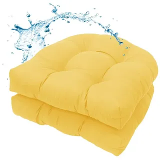 Diwzbyn Sitzkissen Outdoor Stuhlkissen Garten Stuhlpolster wetterfest, Wasserdichtes Outdoor-Stuhlkissen-Set (2er-Pack), 19 x 19 Zoll gelb