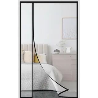 Magnet Wärmeschutzvorhang Tür Transparent 90x235cm,Reversible Linke Oder Rechte Seitenöffnung,Thermo Türvorhang,Isolier Schutz Vorhang,Selbstschließend,Haustierfreundlich,Wasserdicht,Schwarz