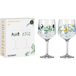 RITZENHOFF 3882001 Gin-Glas 700 ml - 2er-Set - Serie Botanic Glamour - 2 Kelche mit Sterne-Mond-Motiv - Made in Germany