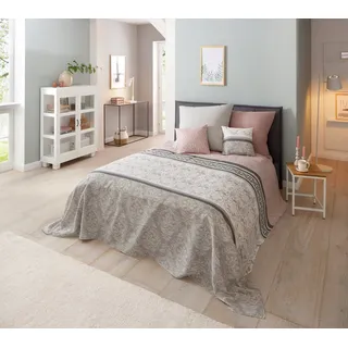 OTTO home Tagesdecke Cremona leichte Tagesdecke, Wohndecke, für Kinder und Erwachsene, leichter Bettüberwurf ohne Füllung, auch als Tischdecke verwendbar grau|rosa 140 cm x 210 cm