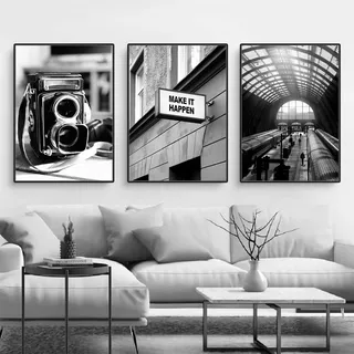Sarah Duke Premium Poster 3er Set, Schwarz Weiß Wandbilder Kunstdrucke, Vintage Wanddeko Poster Leinwand Bilder, Wohnzimmer Bilder Ohne Rahmen (A,40 x 50 cm)
