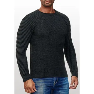 Strickpullover RUSTY NEAL, Herren, Gr. XL, grau (anthrazit), 70% Polyacryl, 30% Baumwolle, unifarben, normal, Rundhals, Pullover Strickpullover, in modischem Grobstrick-Design