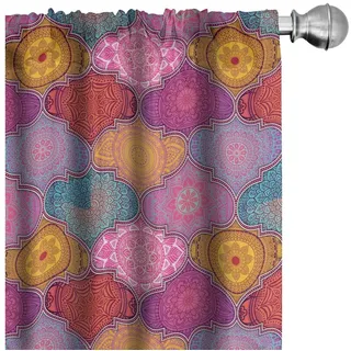 Abakuhaus Gardine Vorhang für Wohnzimmer Schlafzimmer Dekor, Microfaser, orientalisch marokkanische Verzierung bunt 150 cm x 175 cm