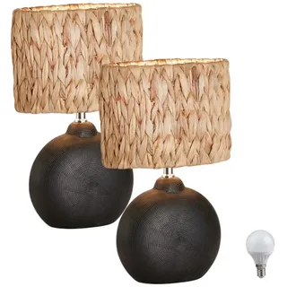 Lichthandel Hoch LED Tischleuchte Nachttischlampe 2er Set Nachttischleuchte für Schlafzimmer Tischlampe, LED wechselbar, warmweiß, LED schwarz