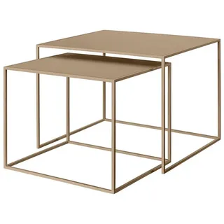 blomus Beistelltisch -FERA- 2er Set quadratische Tische: Minimalistisch, Robust & Elegant (Set, 2-St., 2 Tische), Pulverbeschicht, Minimalistisches Design, Platzsparend, Quadratisch beige 60 cm x 45 cm x 50 cm