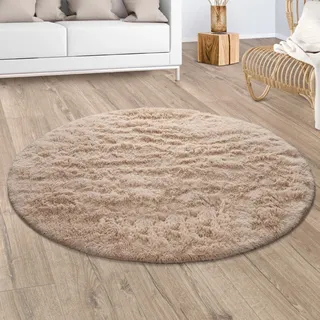 Paco Home Silky 591 Hochflorteppich Ø 80 cm Beige