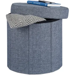 Relaxdays Sitzhocker mit Stauraum Polyester 39 x 10 x 42 cm Dunkelgrau