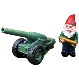 Generisch Gartenzwerg Hält Kanone, Statue Rasen Garten, Tischdekoration, Cartoon Lustige Armee, Handwerk Ornamente Miniatur -Für Den Garten