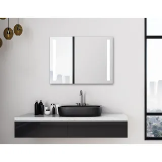 Talos Light LED Badspiegel 80x60 cm mit Beleuchtung – Wandspiegel mit neutralweißem LED-Licht – Beleuchteter Badezimmer Spiegel mit Aluminiumrahmen – Moderner Design Spiegel für Bad