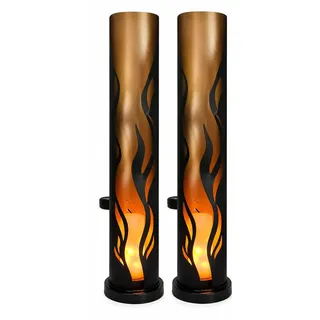 Harms Import Solarleuchte Stahl H 49 cm 2er Set gold/schwarz