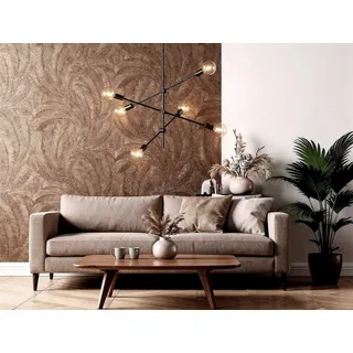 Newroom Vliestapete Savina Bronze Tapete Dschungeltapete Palmen, Blätter, Leicht glänzend, strukturiert, Tropisch rot