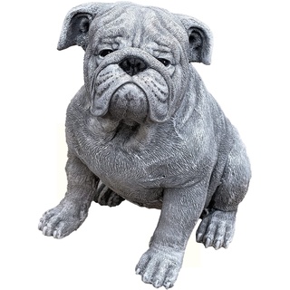 stoneandstyle Steinfigur Bulldogge ELSA frostsicher Winterfest massiv Steinguss 25 kg