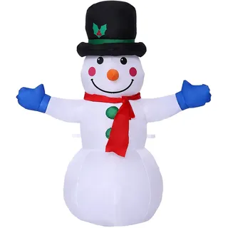 Aufblasbarer Schneemann XXL 120cm LED Beleuchtet Befestigungsmaterial IP44 Außen Witterungsbeständig Weihnachtsdeko Weihnachtsfigur Christmas-1,2 m - Schneemann