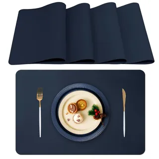 Lumaca Tischsets Abwaschbar, Set mit 4 Platzsets Abwaschbar,Tischset Hitzebeständig, Rutschfest, für Küchentisch und Restaurants,Blau