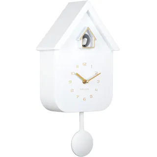 Karlsson Wanduhr Solo Color Cuckoo - Weiß - 6x21,5x41cm - Platz - Kunststoff - Wanduhr Modern Wohnzimmer - Wanduhren - Kuckucksuhr