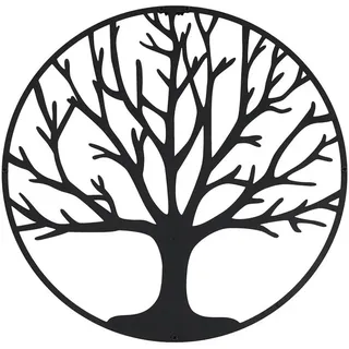 Hansmeier Hansmeier® Wanddeko Baum des Lebens Schwarz - 40 x 40 cm - Wasserfest, schlicht, modern - Für Außen und Innen - Metall-Deko im Industrial Style