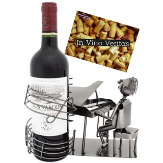 BRUBAKER Weinflaschenhalter Pianist mit Flügel Flaschenhalter, (inklusive Grußkarte), Metall Skulptur, Wein Geschenk silberfarben
