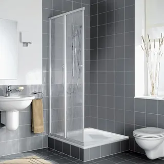 Kermi Nova 2000 Eckeinstieg mit Gleittüren 90 x 185 cm N2ED20901811K silber Kunstglas
