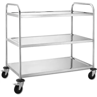 METRO PROFESSIONAL Servierwagen GST2003, Edelstahl, 85 x 52.6 x 94 cm, 3 Etagen, 75 kg, silber