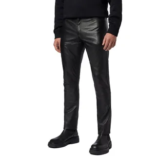 RICANO Slim Fit, Herren Lederhose/Lederjeans (Regular Waist), echtes Lamm Leder - 36