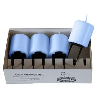 Kopschitz Kerzen 4er Set Adventskerzen mit Safety Clip und Kerzenstecker (Haltekrallen) Flieder Blau 6 x ? 5 cm