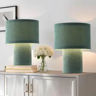 EOEYYOYB Nachttischlampe 2er Set, Moderne Vintage Tischlampe Wohnzimmer, Lampe Tisch E27-Fassung, Led Nachttischlampe Schlafzimmer, Wohnzimmer, Grün