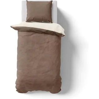 Hometex Premium Textiles Bettwäsche Teddy Cashmere Touch Bettwäsche - Winter- & Wendebettwäsche, Besonders weich, kuschelig & warm braun