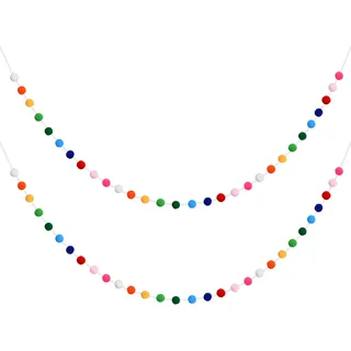 Laughhe Bunte Filzkugeln Girlande 2.5m mit 30 Pompoms - Wolle Filz Ball Kette für Wand Party Dekor und Christbaum Schmuck