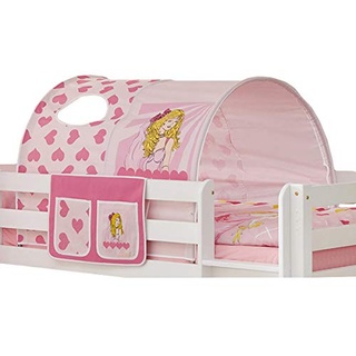 Jugendmöbel24.de Tunnel + Bett-Tasche 100% Baumwolle Stofftasche Baldachin Dach Bettdach Himmel für Hochbett Spielbett Etagenbett Kinderbett Kinderzimmer pink