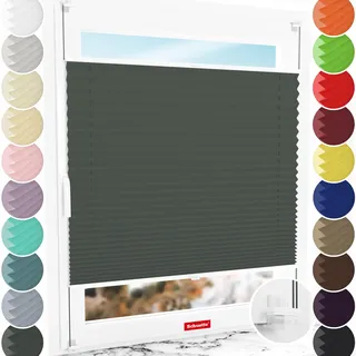 Schuette® Plissee ohne Bohren ● Thermo Kollektion: Before Storm (Grau) ● 105x120cm (Breite x Höhe) ● Suprafix Faltrollo Klemmfix 2.0 Rollo ● 60 Sekunden Plisseerollo Montage inkl. Video