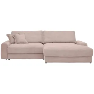 Carryhome Ecksofa, Rosa, Kunststoff, 3-Sitzer, Füllung: Schaumstoff,Hohlfaser, Ottomane rechts, L-Form, 300x180 cm, Rücken echt, Wohnzimmer, Sofas & Couches, Wohnlandschaften, Ecksofas