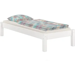 Erst-Holz Futonbett weiß ohne Kopfteil Kiefer massiv 90x200 mit Matratze und Rollrost aus Federleisten 60.35-09WFLM
