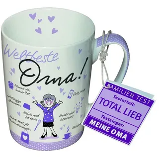 PPD Becher PPD Tasse, Muttertag, Vatertag, Hochzeitstag, Valentinstag, Liebe, 1-tlg., Porzellan : Weltbeste meine Oma, Familien, Test, Total, Lieb Kollektion/ Ideal als Geschenk bunt 250 ml | Ø 8 cm x 10.5 cm