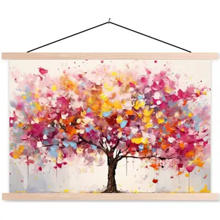onlywow Poster mit Leiste Farbiger Baum | Gr.: 90 x 60 cm