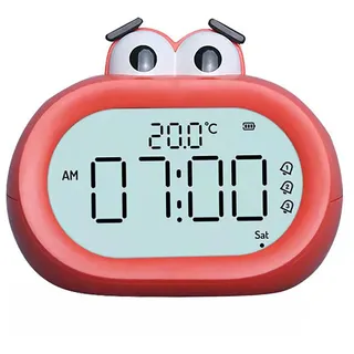 Niedlicher Led-wecker Für Kinder Mit Rotem Nachtlicht, Batteriebetrieben, Digital Und Smart